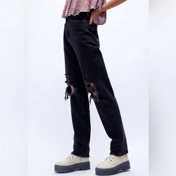 We The Free 24 Jeans Lasso distressed in washed black high rise Free People NWT - Picture 11 of 13